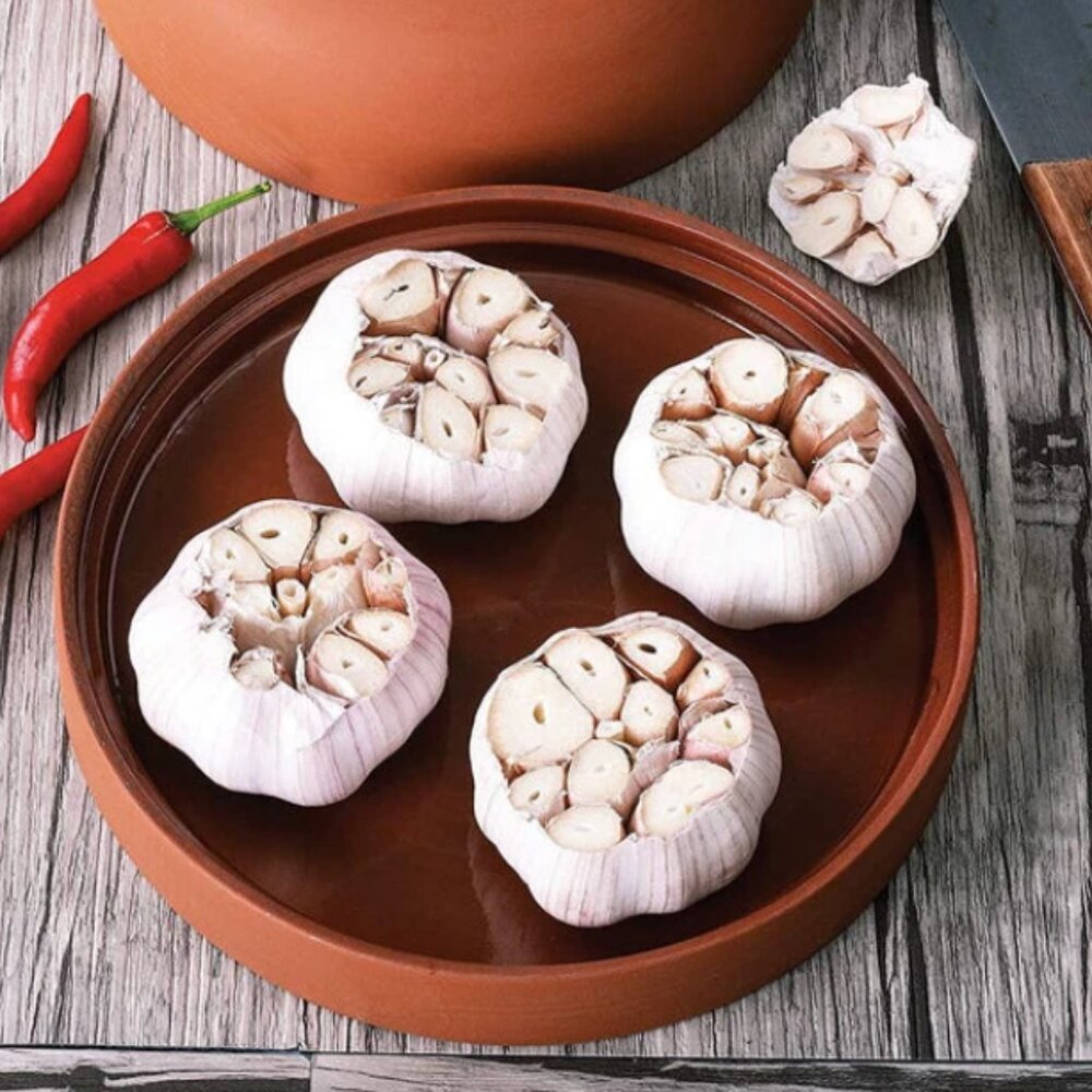 🧄 NEW Romertopf Eurita Terra Cotta Garlic Roaster LARGE Natural | Oven Safe 🍽️